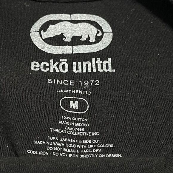 ECKO Shirt Mens Medium Black Graphic Embossed Rhino Logo Short Sleeve - Picture 3 of 6